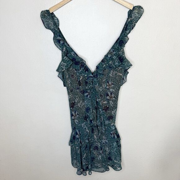 For Love & Lemons Dresses & Skirts - For Love And Lemons Green Floral Mini Dress